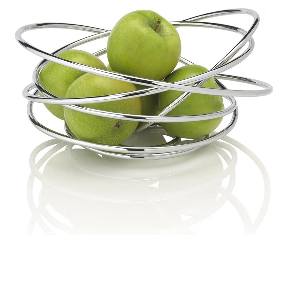 Never Opened Modern Metal Silver Fruit Bowl